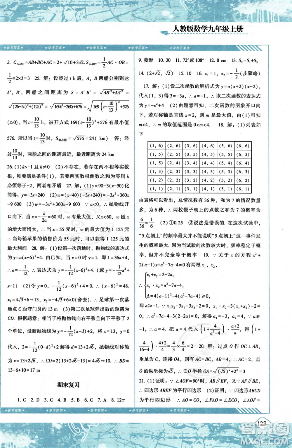 湖南少年兒童出版社2023年秋季同步實(shí)踐評價(jià)課程基礎(chǔ)訓(xùn)練九年級(jí)上冊數(shù)學(xué)人教版答案