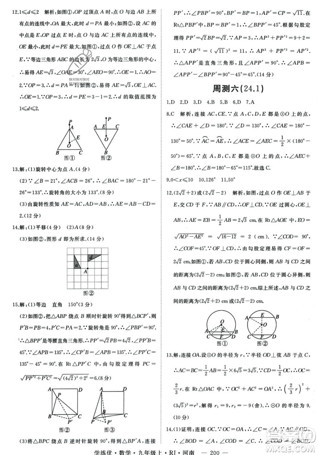 延邊大學出版社2023年秋季學練優(yōu)九年級上冊數(shù)學人教版河南專版答案