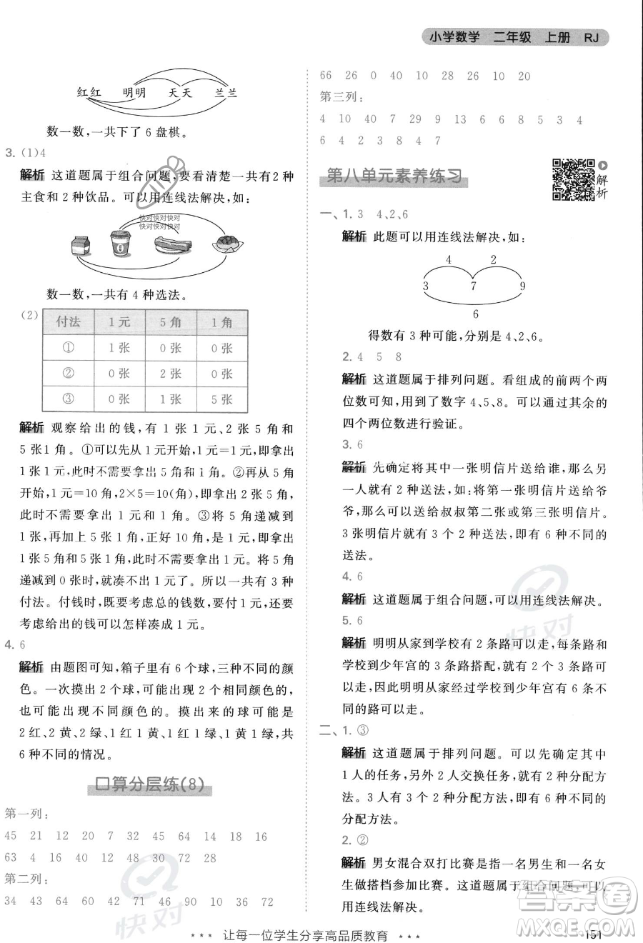 教育科學(xué)出版社2023年秋季53天天練二年級(jí)上冊(cè)數(shù)學(xué)人教版答案