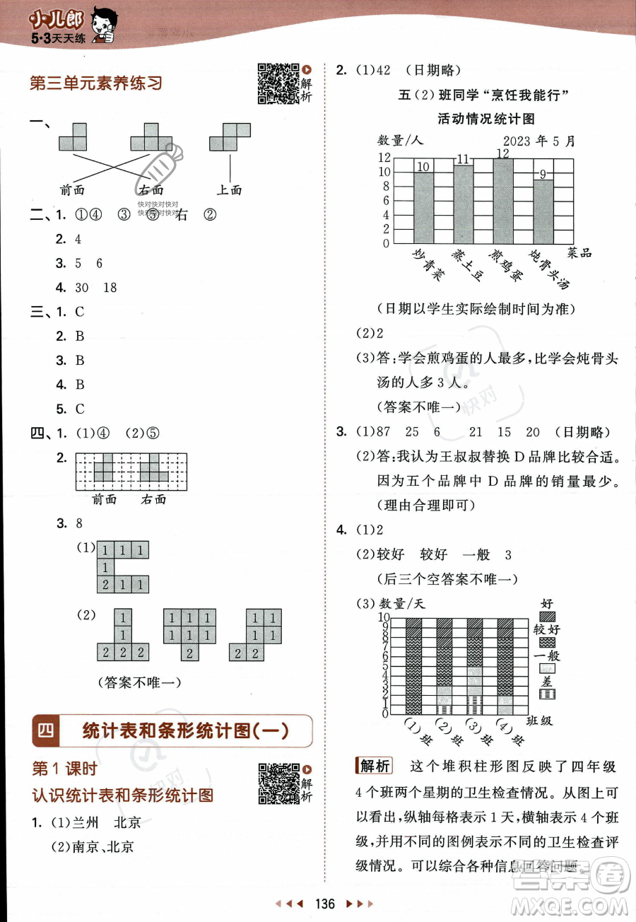 教育科學出版社2023年秋季53天天練四年級上冊數學蘇教版答案