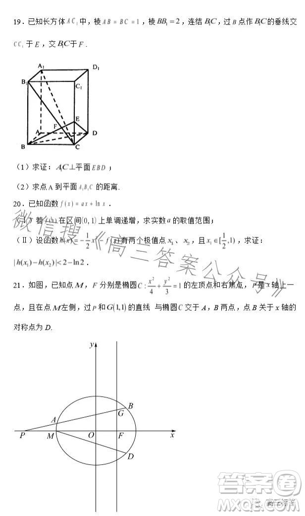 2023-2024學(xué)年河南省實驗中學(xué)上期開學(xué)考試高三數(shù)學(xué)試卷文科答案