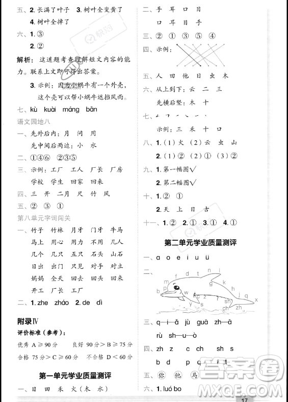 龍門書(shū)局2023年秋季黃岡小狀元作業(yè)本一年級(jí)上冊(cè)語(yǔ)文人教版答案