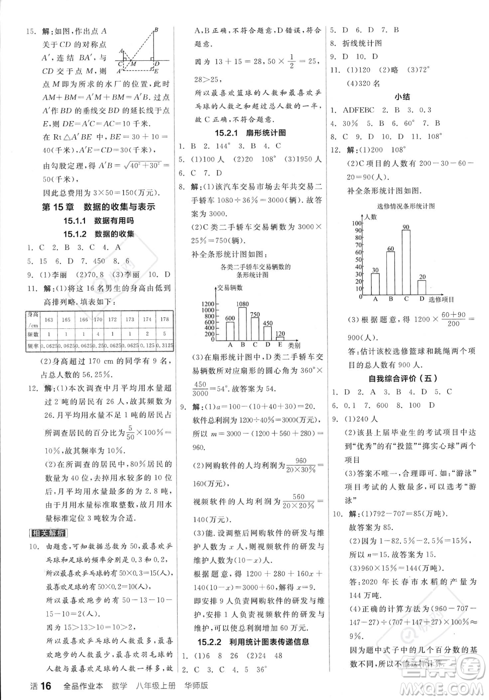 陽光出版社2023年秋季全品作業(yè)本八年級(jí)上冊(cè)數(shù)學(xué)華師版答案