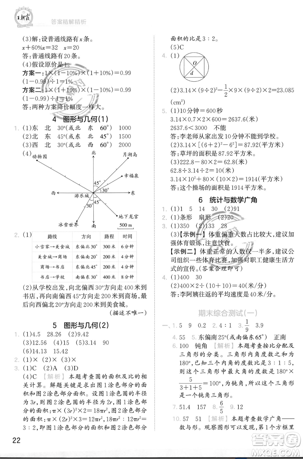 江西人民出版社2023年秋季王朝霞創(chuàng)維新課堂六年級上冊數(shù)學(xué)人教版答案