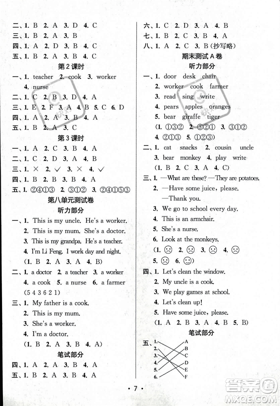 江蘇鳳凰美術(shù)出版社2023年秋季創(chuàng)新課時(shí)作業(yè)本二年級(jí)上冊(cè)英語江蘇版答案