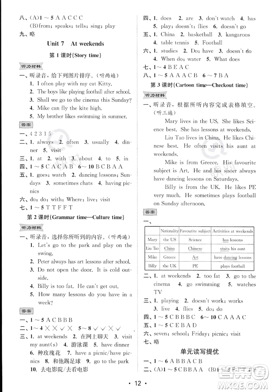 江蘇鳳凰美術(shù)出版社2023年秋季創(chuàng)新課時作業(yè)本五年級上冊英語江蘇版答案