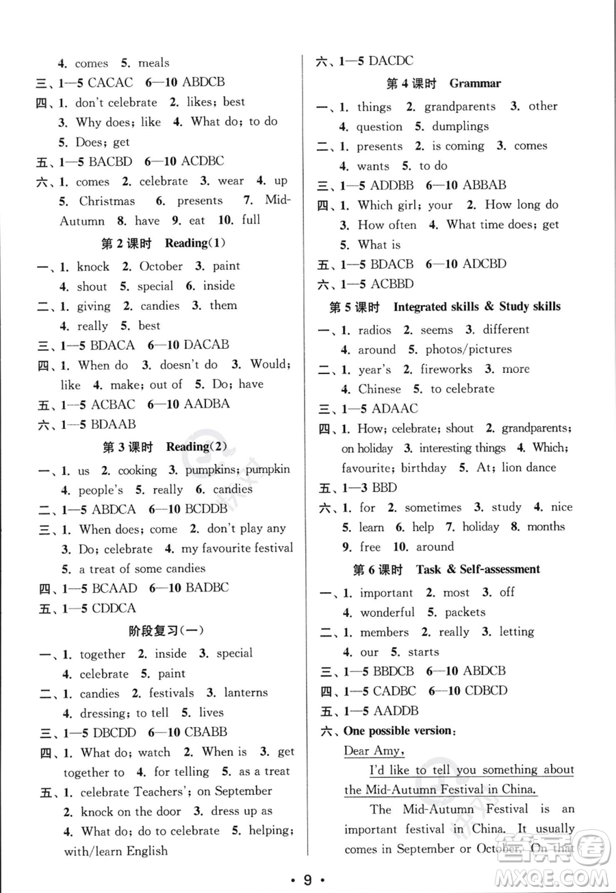 江蘇鳳凰美術(shù)出版社2023年秋季創(chuàng)新課時(shí)作業(yè)本七年級(jí)上冊(cè)英語江蘇版答案