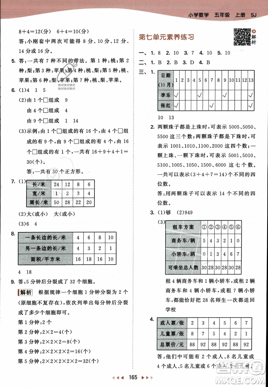 教育科學出版社2023年秋53天天練五年級上冊數(shù)學蘇教版答案