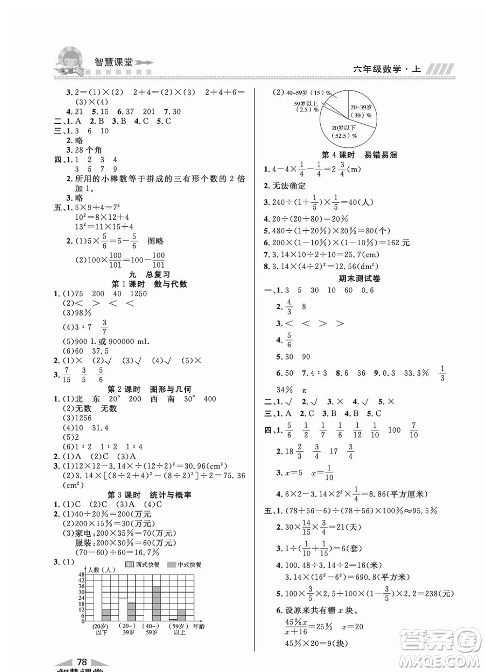 云南科技出版社2023秋智慧課堂同步講練測六年級數(shù)學(xué)上冊人教版參考答案