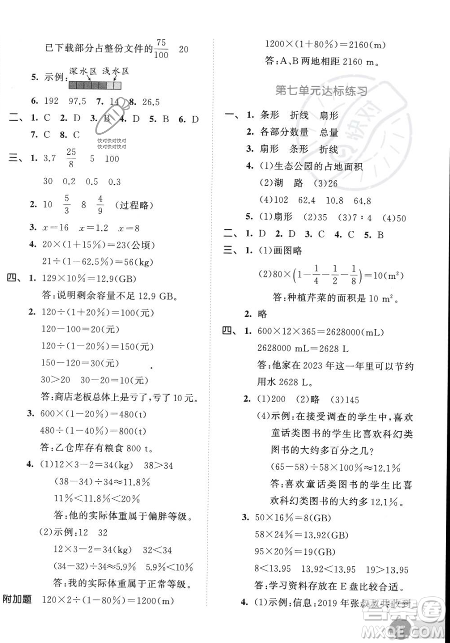 教育科學出版社2023年秋53天天練六年級上冊數(shù)學人教版答案