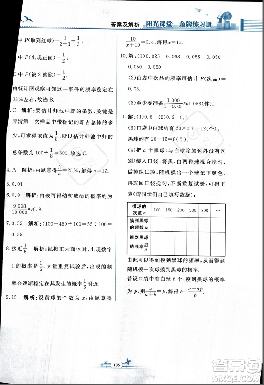 人民教育出版社2023年秋陽(yáng)光課堂金牌練習(xí)冊(cè)九年級(jí)上冊(cè)數(shù)學(xué)人教版福建專(zhuān)版答案