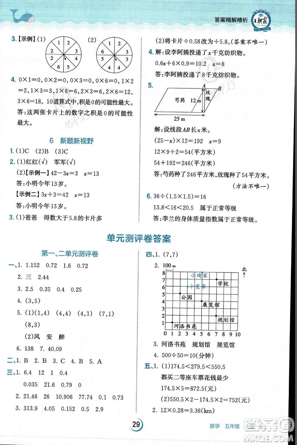 江西人民出版社2023年秋王朝霞德才兼?zhèn)渥鳂I(yè)創(chuàng)新設計五年級上冊數(shù)學人教版答案