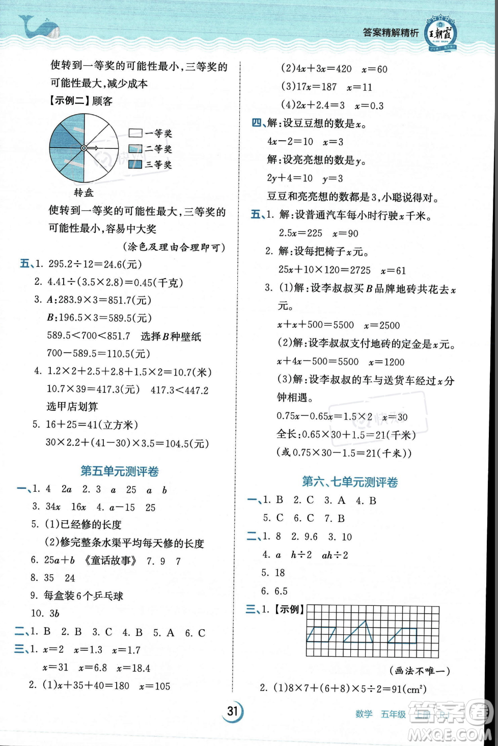 江西人民出版社2023年秋王朝霞德才兼?zhèn)渥鳂I(yè)創(chuàng)新設計五年級上冊數(shù)學人教版答案