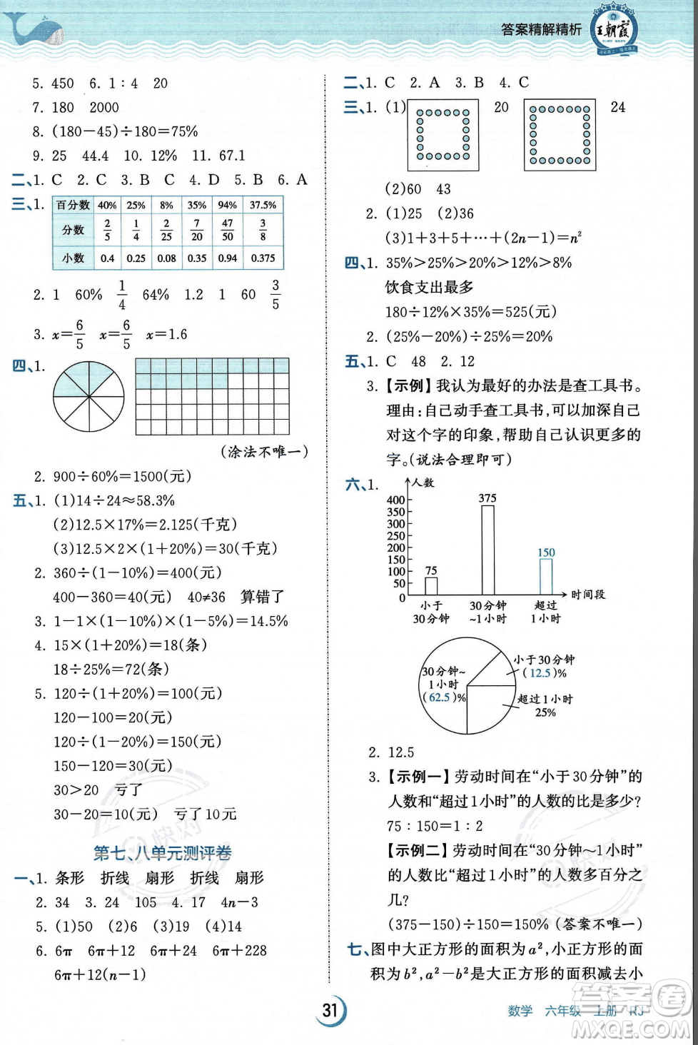 江西人民出版社2023年秋王朝霞德才兼?zhèn)渥鳂I(yè)創(chuàng)新設(shè)計(jì)六年級(jí)上冊(cè)數(shù)學(xué)人教版答案