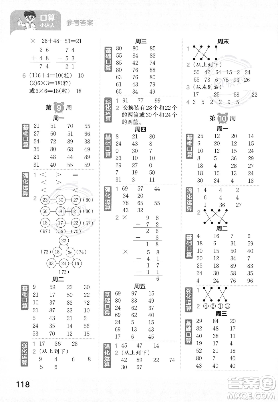 江西人民出版社2023年秋王朝霞口算小達人二年級上冊數(shù)學(xué)人教版答案