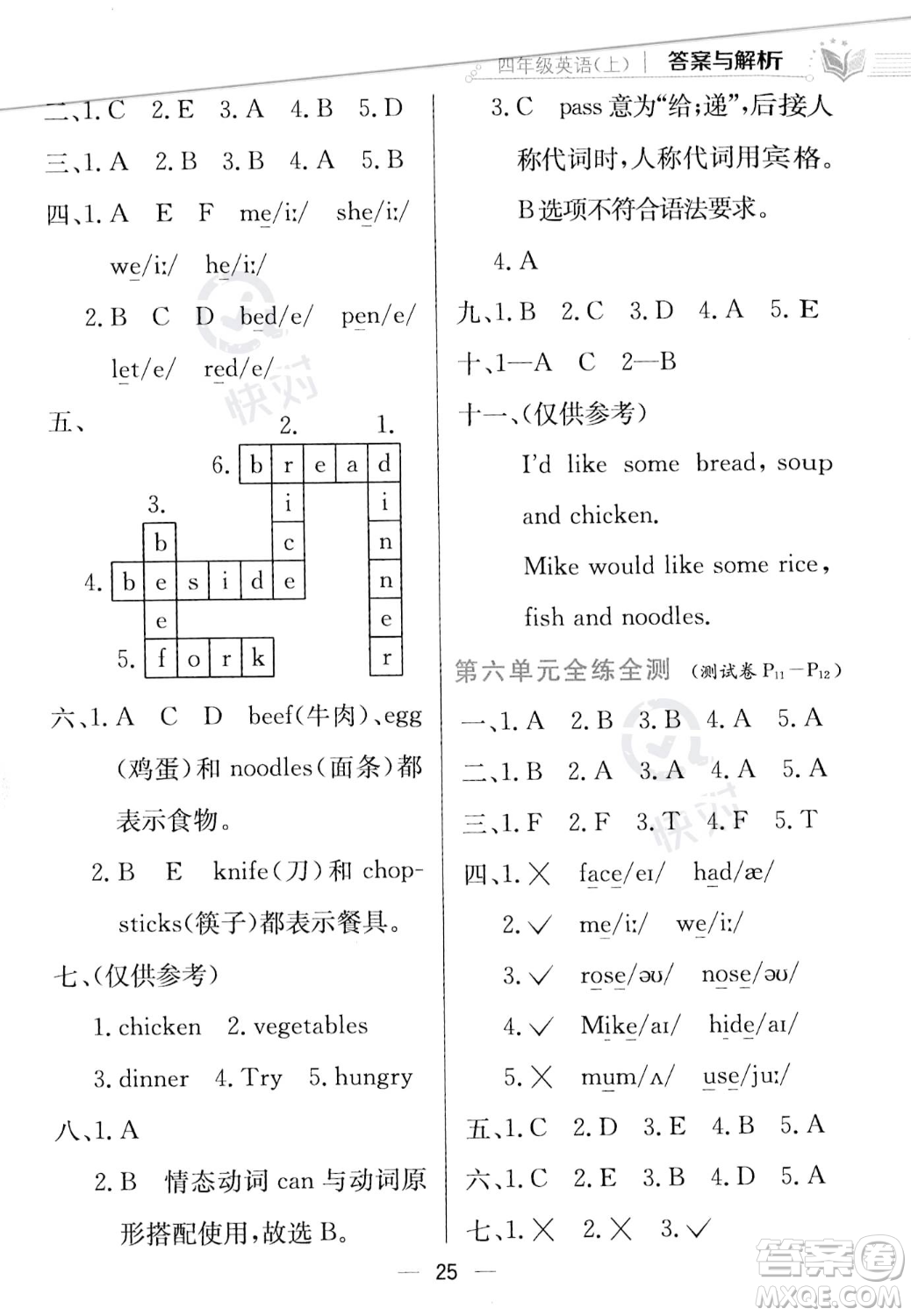 陜西人民教育出版社2023年秋小學(xué)教材全練四年級(jí)上冊(cè)英語(yǔ)人教PEP版答案