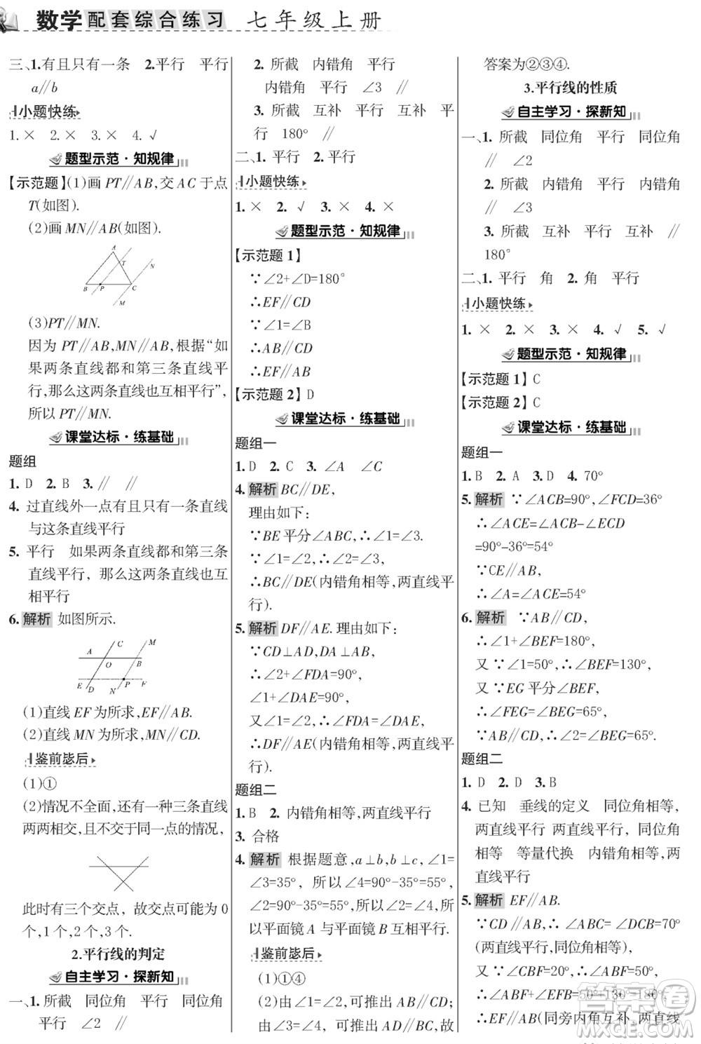 甘肅文化出版社2023年秋配套綜合練習(xí)七年級(jí)數(shù)學(xué)上冊(cè)華師大版參考答案