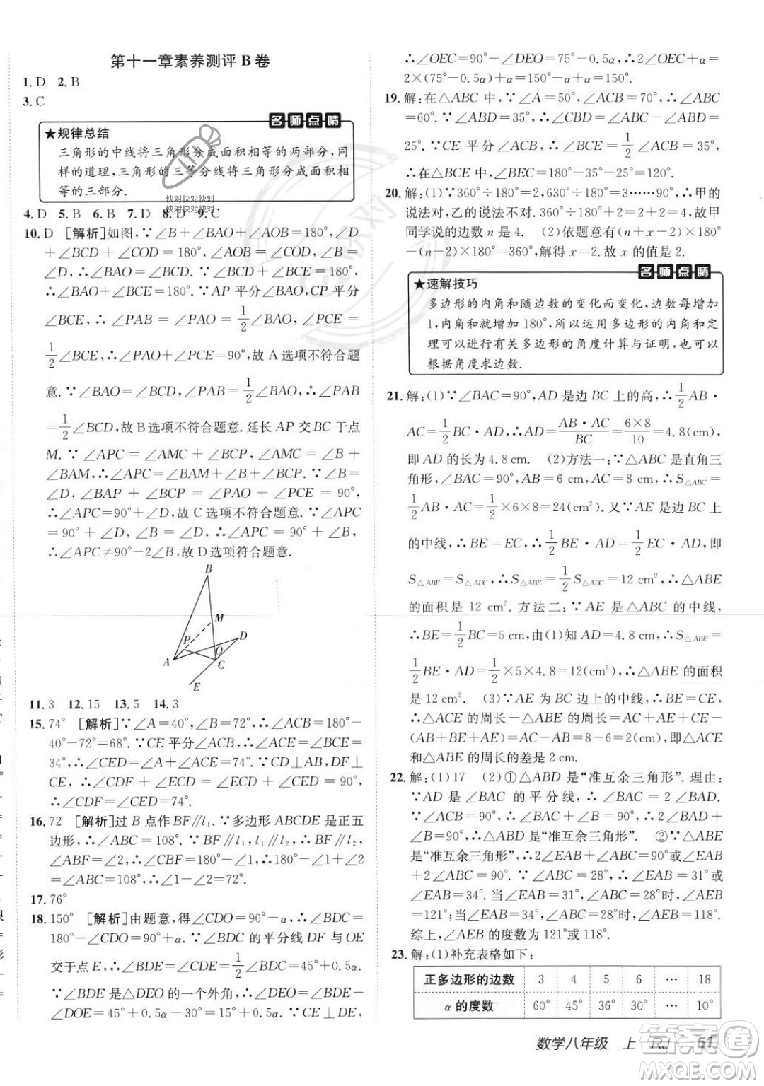 新疆青少年出版社2024年海淀單元測試AB卷八年級上冊數(shù)學(xué)人教版答案