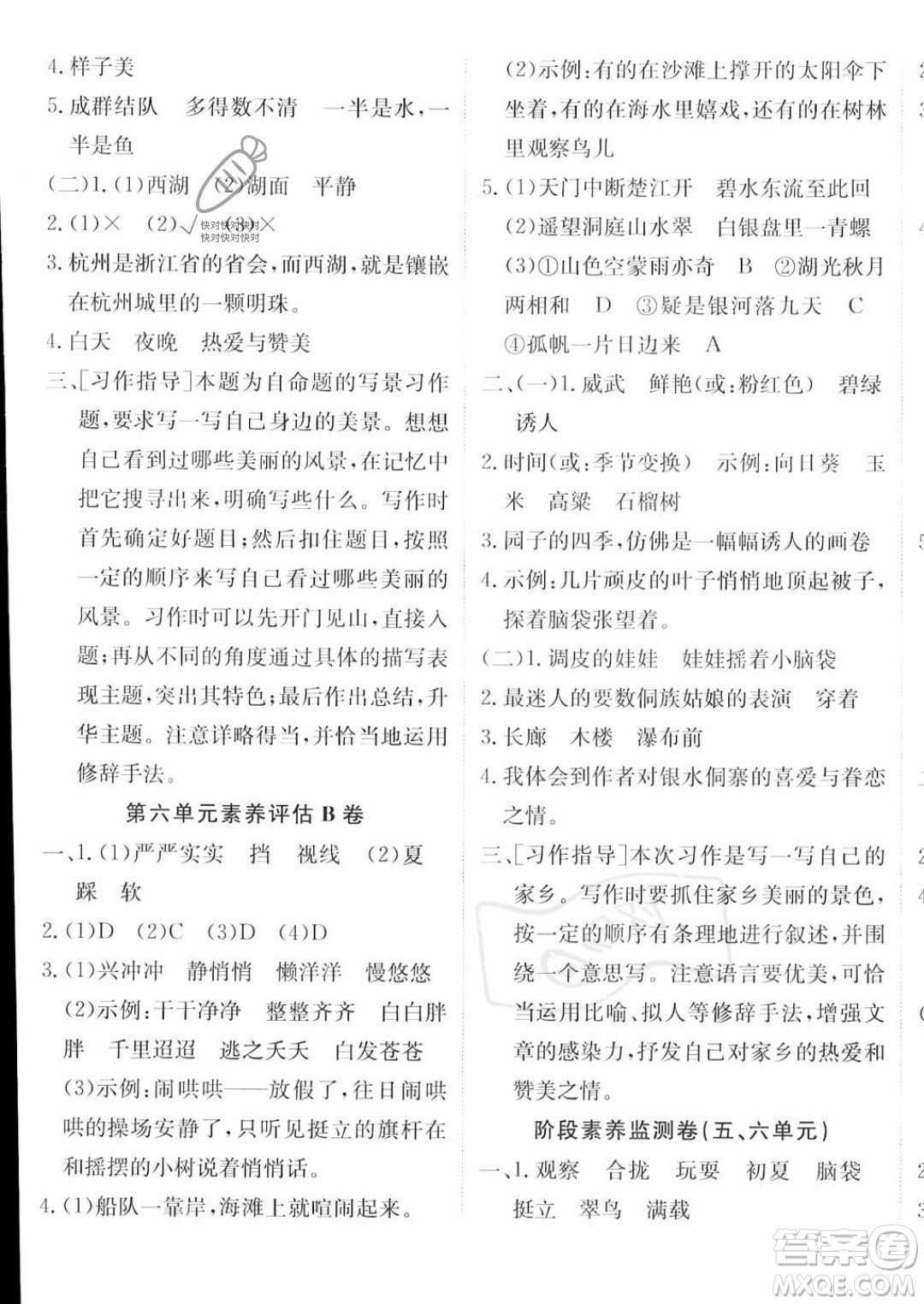 新疆青少年出版社2023年秋海淀單元測(cè)試AB卷三年級(jí)上冊(cè)語(yǔ)文人教版答案