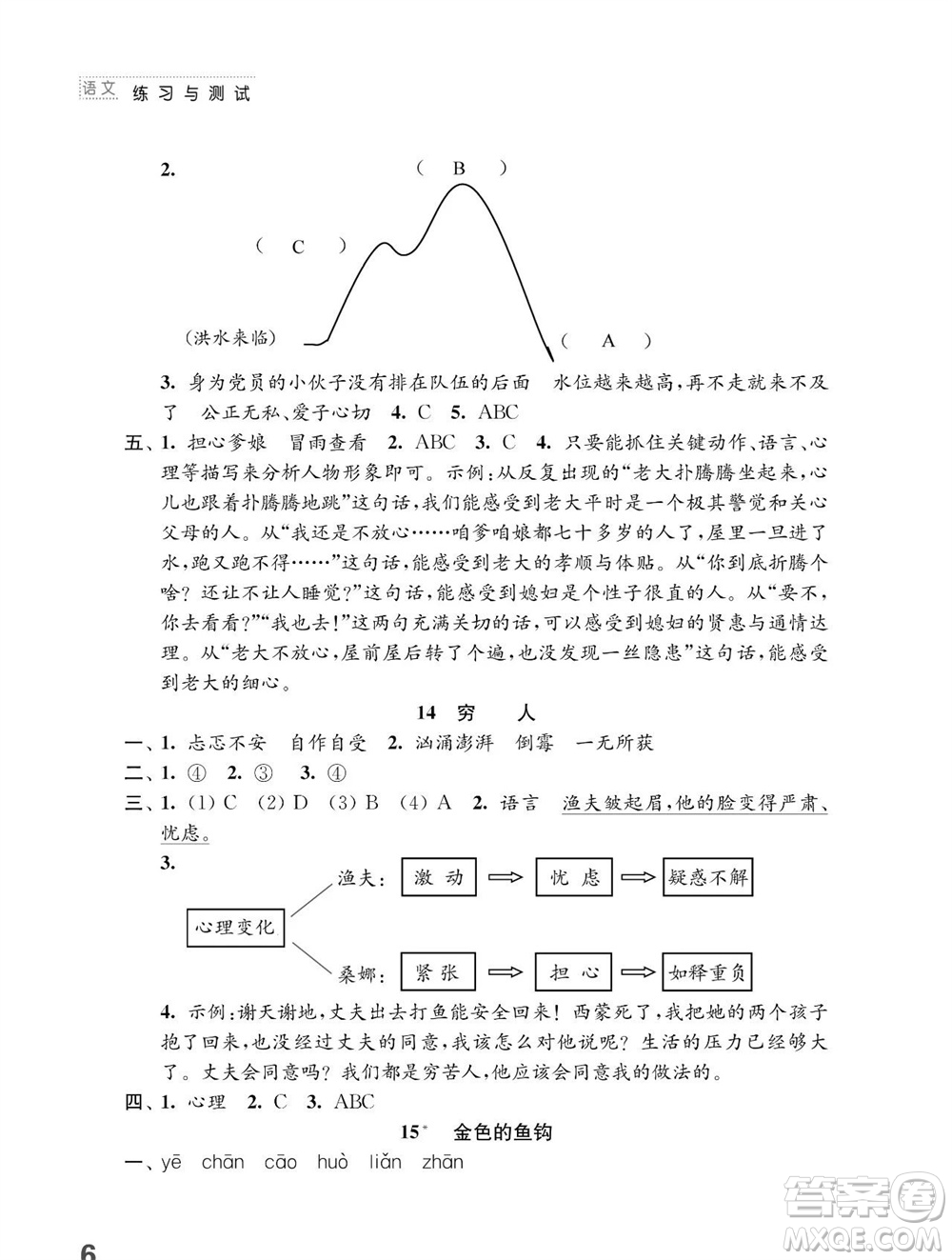江蘇鳳凰教育出版社2023年秋小學(xué)語文練習(xí)與測試六年級上冊人教版參考答案