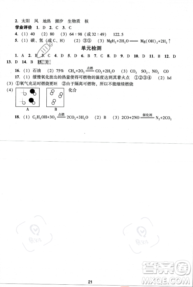廣州出版社2023年秋陽光學(xué)業(yè)評價(jià)九年級化學(xué)上冊人教版答案