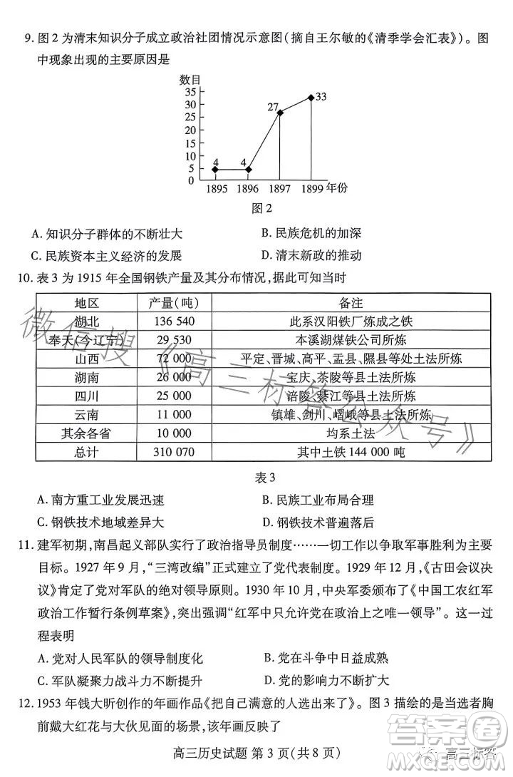 2024山東新高考聯(lián)合質(zhì)量測評9月聯(lián)考高三歷史試題答案