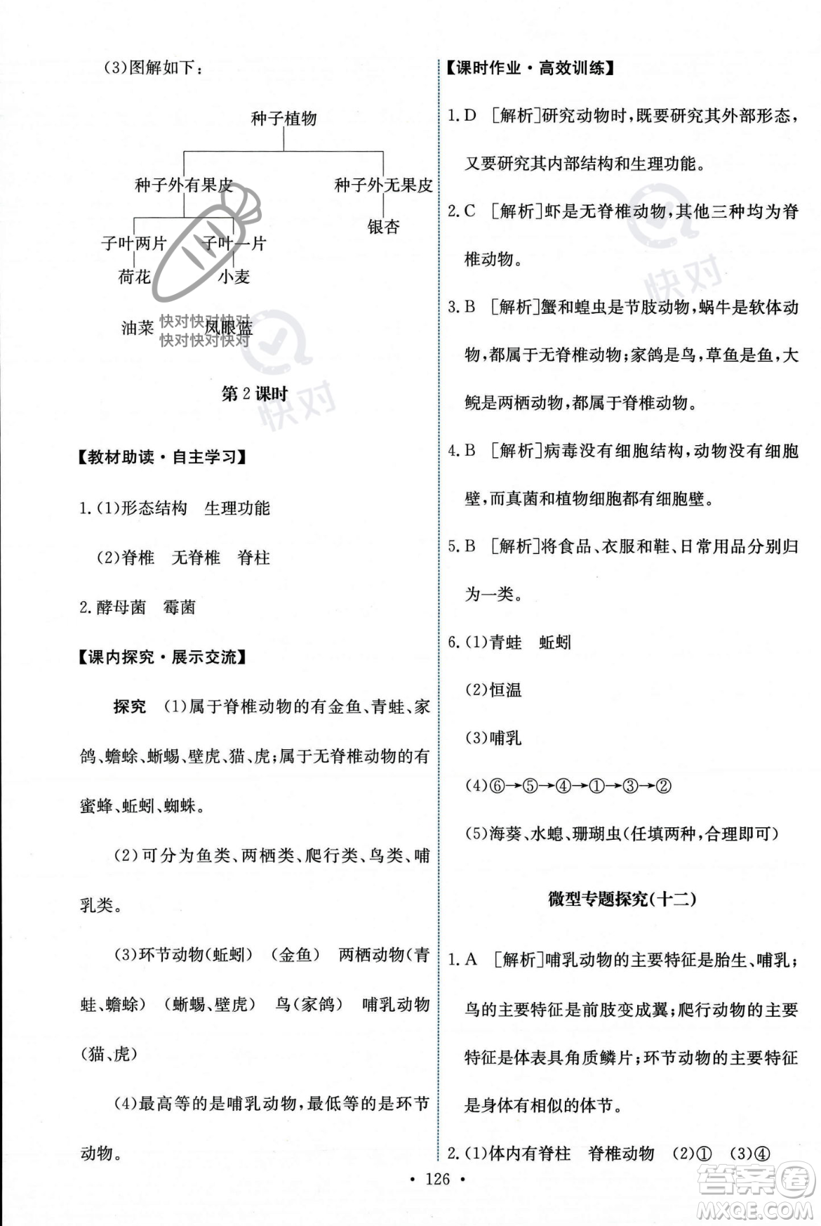 人民教育出版社2023年秋能力培養(yǎng)與測(cè)試八年級(jí)生物上冊(cè)人教版答案