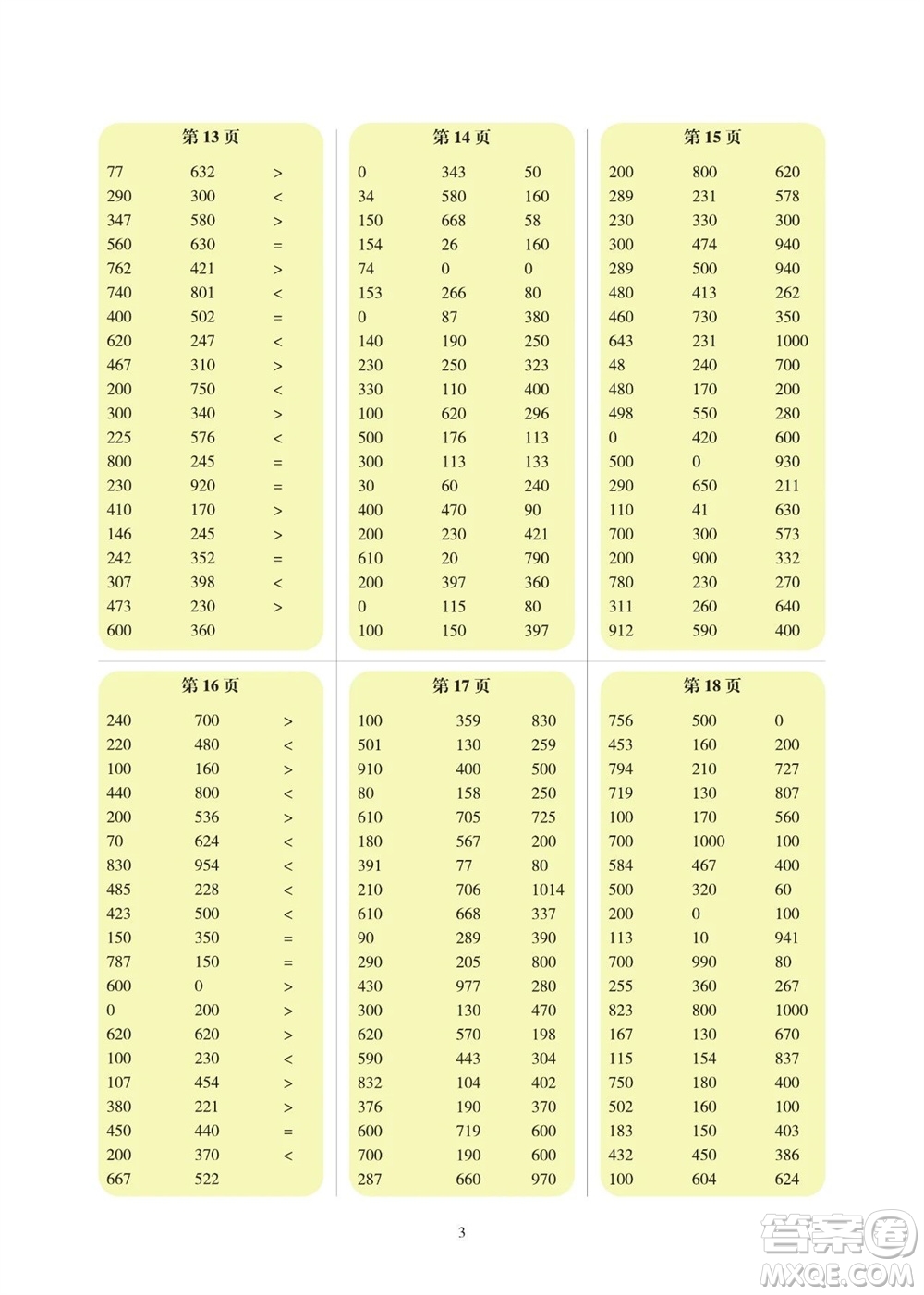 科學普及出版社2023年秋幫你學數(shù)學口算練習冊三年級上冊北師大版參考答案