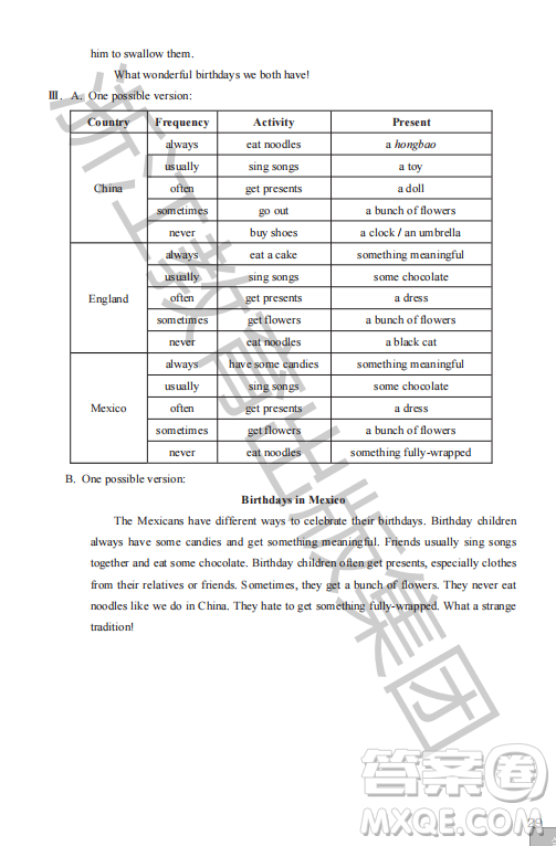 浙江教育出版社2023年秋英語(yǔ)作業(yè)本七年級(jí)英語(yǔ)上冊(cè)外研版答案