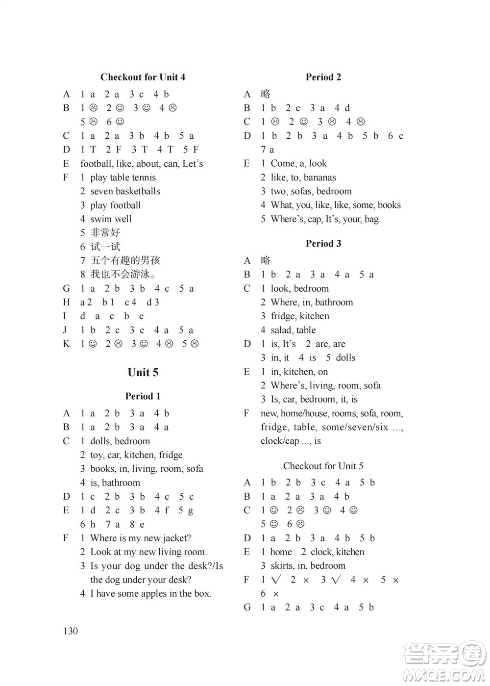 譯林出版社2023年秋課課練小學(xué)英語四年級(jí)上冊(cè)第3版參考答案