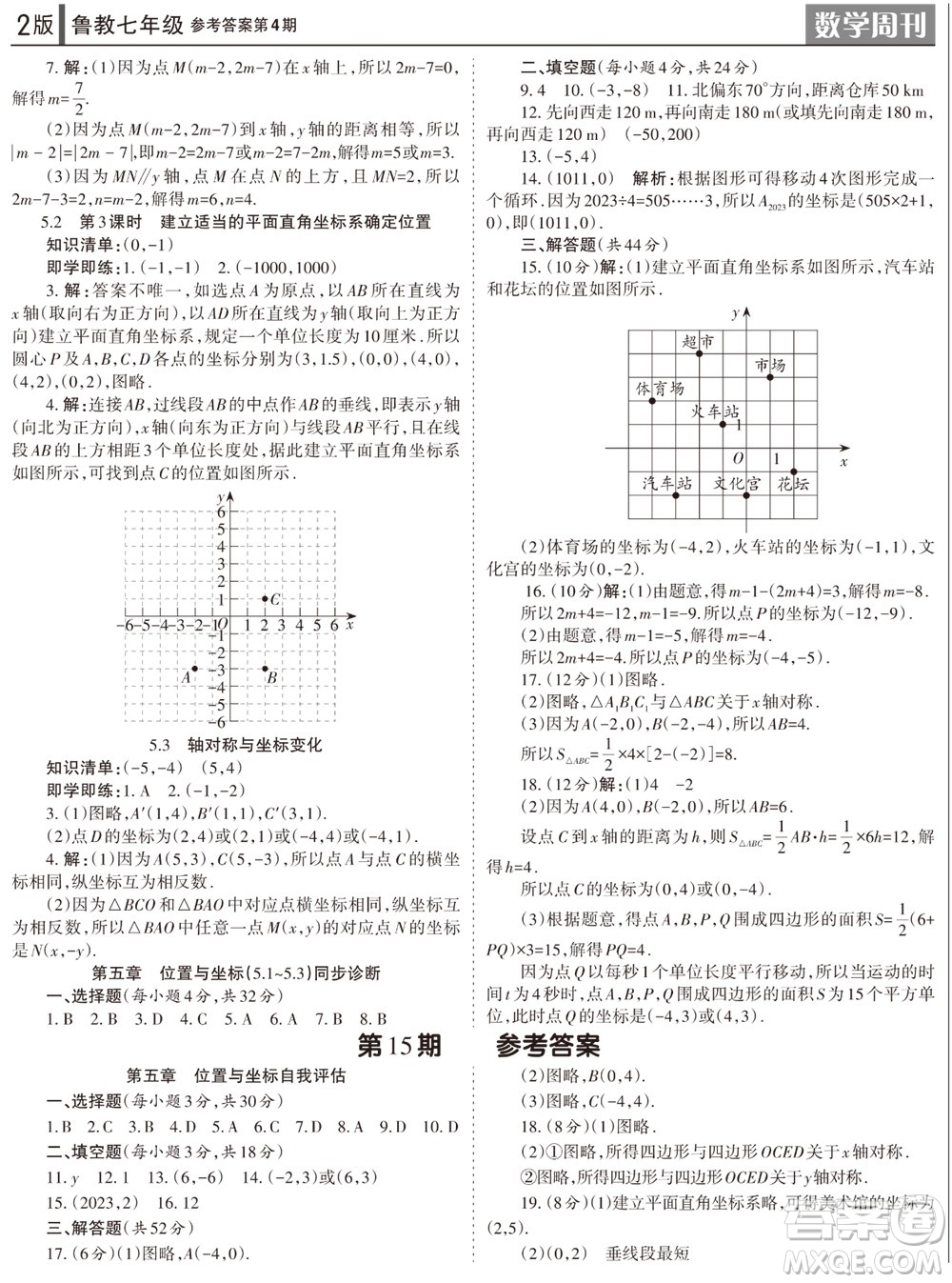 2023年秋學(xué)習(xí)方法報(bào)數(shù)學(xué)周刊七年級(jí)上冊(cè)魯教版第4期參考答案