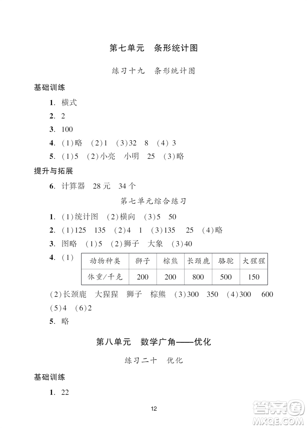 廣州出版社2023年秋陽(yáng)光學(xué)業(yè)評(píng)價(jià)四年級(jí)數(shù)學(xué)上冊(cè)人教版參考答案