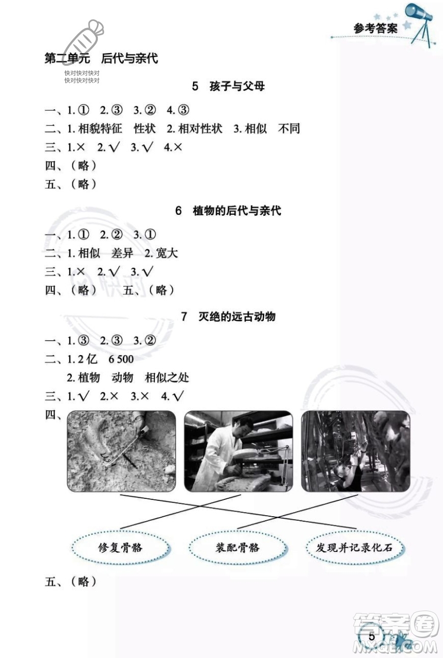 湖北教育出版社2023年秋長江作業(yè)本課堂作業(yè)五年級科學上冊人教鄂教版答案