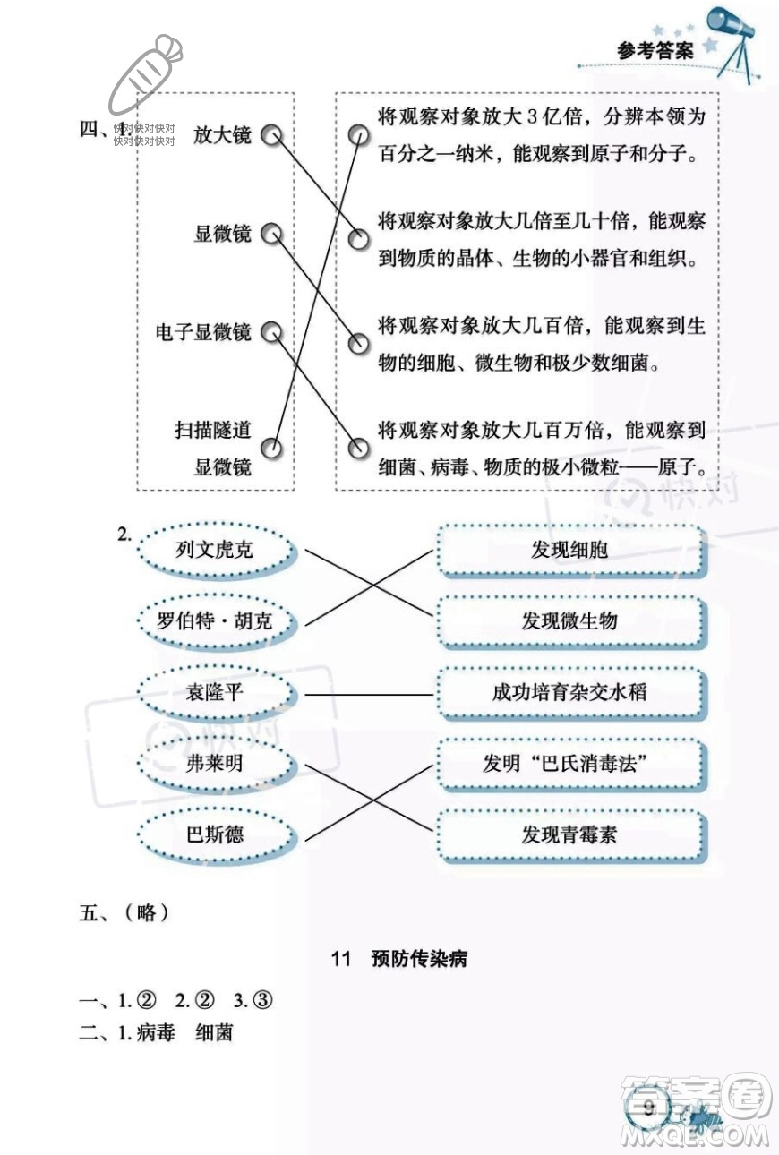 湖北教育出版社2023年秋長江作業(yè)本課堂作業(yè)五年級科學上冊人教鄂教版答案