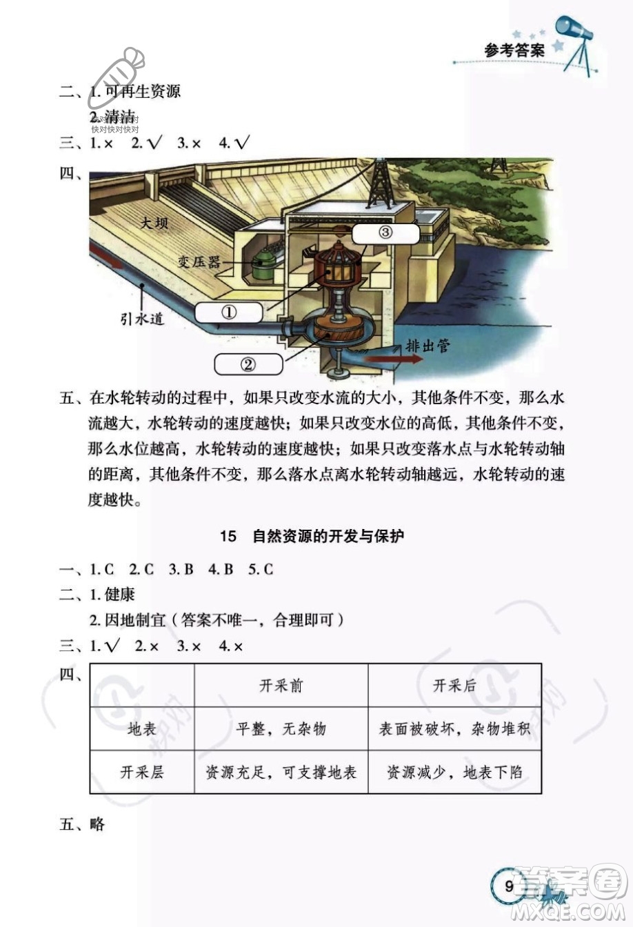 湖北教育出版社2023年秋長(zhǎng)江作業(yè)本課堂作業(yè)六年級(jí)科學(xué)上冊(cè)人教鄂教版答案