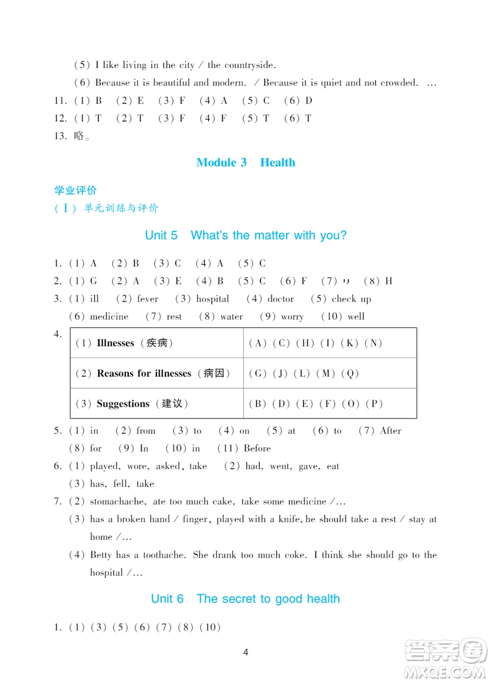 廣州出版社2023年秋陽光學(xué)業(yè)評價六年級英語上冊教科版參考答案