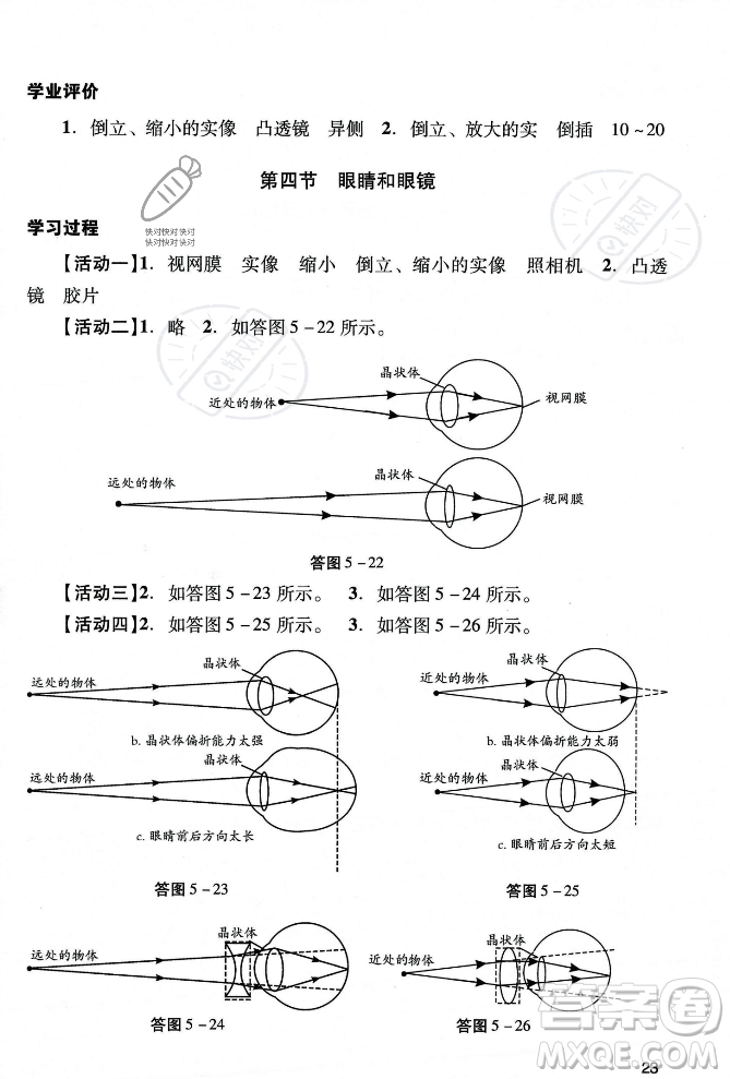 廣州出版社2023年秋陽(yáng)光學(xué)業(yè)評(píng)價(jià)八年級(jí)物理上冊(cè)人教版答案