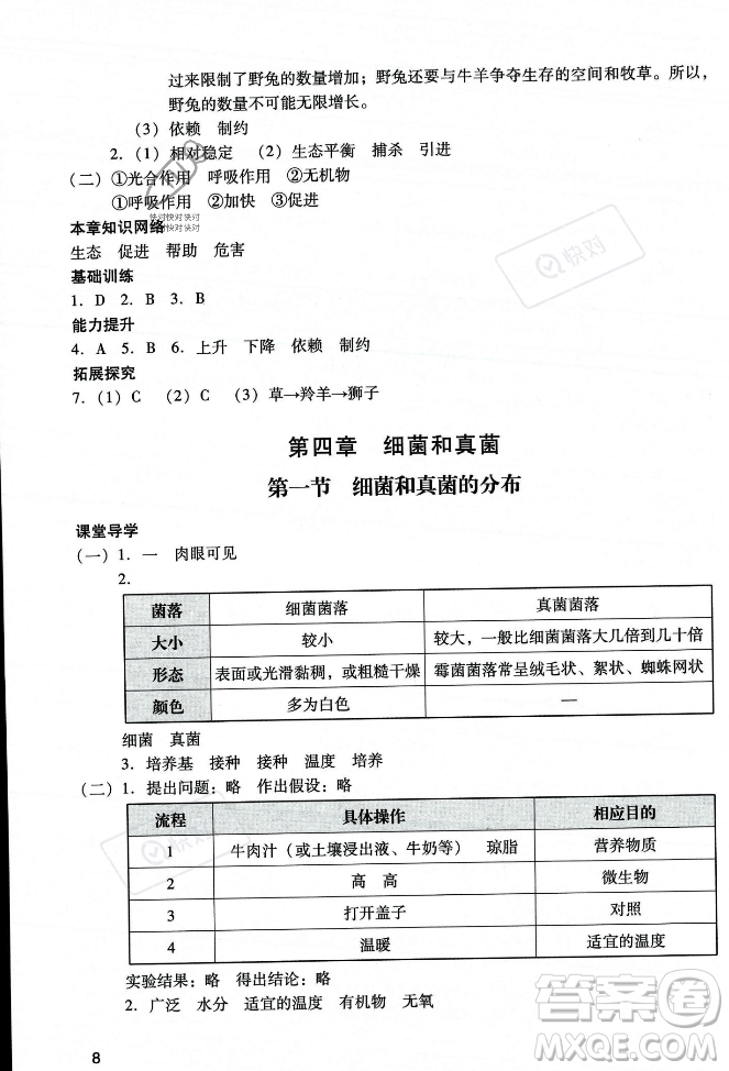 廣州出版社2023年秋陽(yáng)光學(xué)業(yè)評(píng)價(jià)八年級(jí)生物上冊(cè)人教版答案