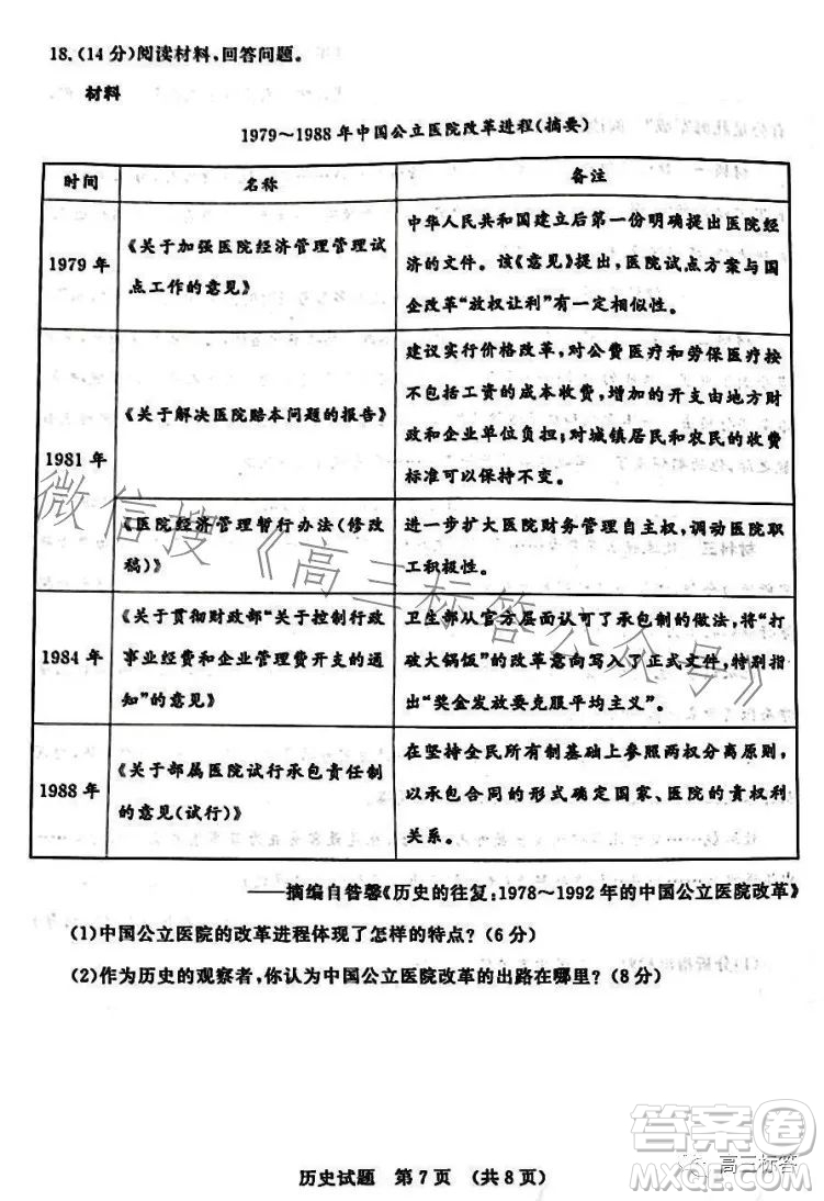 濟(jì)南2023-2024學(xué)年高中三年級(jí)摸底考試歷史試題答案