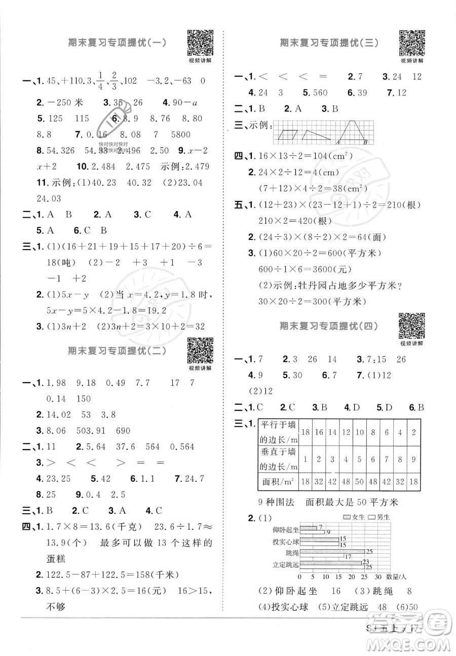 江西教育出版社2023年秋陽光同學課時優(yōu)化作業(yè)五年級數(shù)學上冊蘇教版答案
