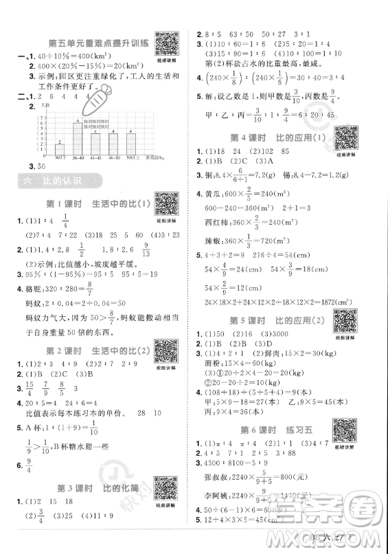 江西教育出版社2023年秋陽(yáng)光同學(xué)課時(shí)優(yōu)化作業(yè)六年級(jí)數(shù)學(xué)上冊(cè)北師大版答案