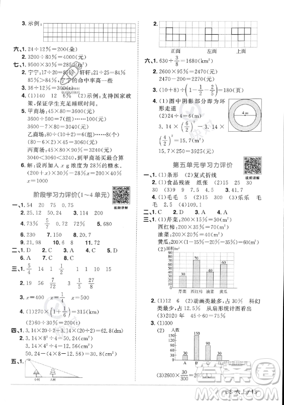江西教育出版社2023年秋陽(yáng)光同學(xué)課時(shí)優(yōu)化作業(yè)六年級(jí)數(shù)學(xué)上冊(cè)北師大版答案