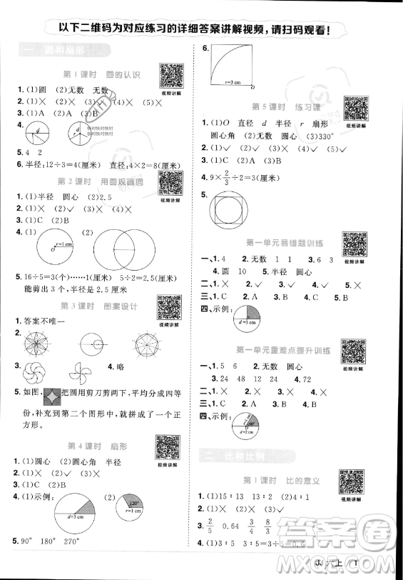 江西教育出版社2023年秋陽光同學(xué)課時(shí)優(yōu)化作業(yè)六年級(jí)數(shù)學(xué)上冊(cè)冀教版答案