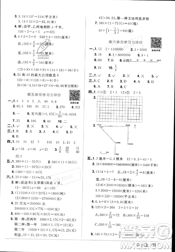 江西教育出版社2023年秋陽光同學(xué)課時(shí)優(yōu)化作業(yè)六年級(jí)數(shù)學(xué)上冊(cè)冀教版答案
