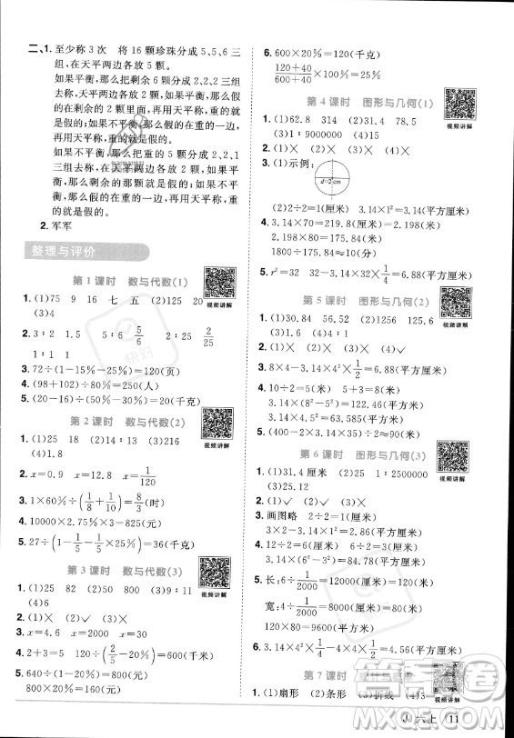 江西教育出版社2023年秋陽光同學(xué)課時(shí)優(yōu)化作業(yè)六年級(jí)數(shù)學(xué)上冊(cè)冀教版答案