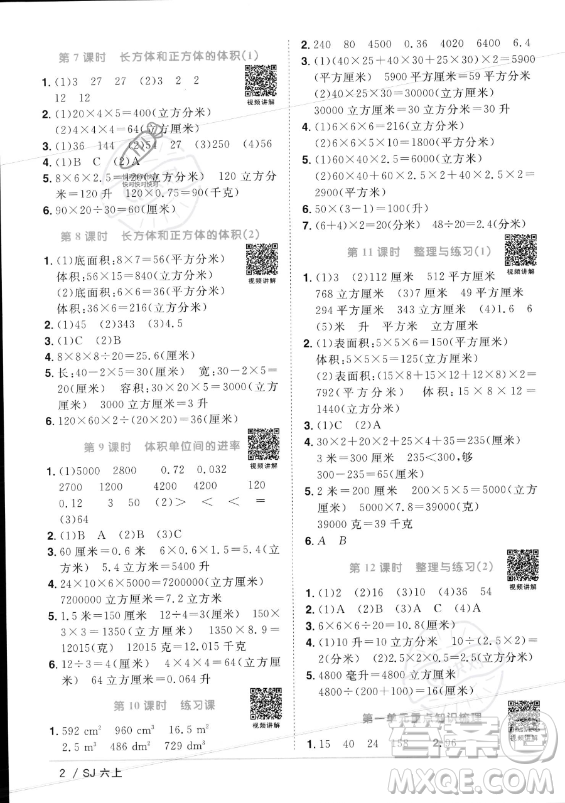 江西教育出版社2023年秋陽光同學(xué)課時(shí)優(yōu)化作業(yè)六年級數(shù)學(xué)上冊蘇教版答案