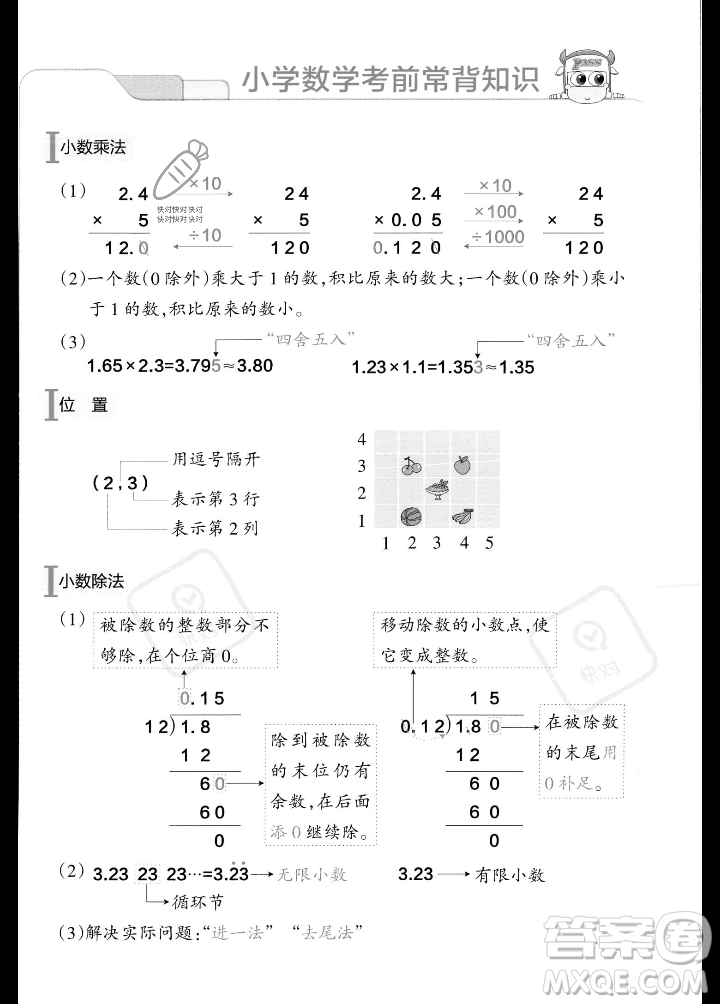 遼寧教育出版社2023年秋PASS小學(xué)學(xué)霸作業(yè)本五年級數(shù)學(xué)上冊人教版答案