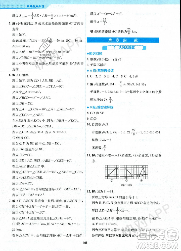 安徽教育出版社2023年秋新編基礎(chǔ)訓(xùn)練八年級(jí)數(shù)學(xué)上冊(cè)北師大版答案