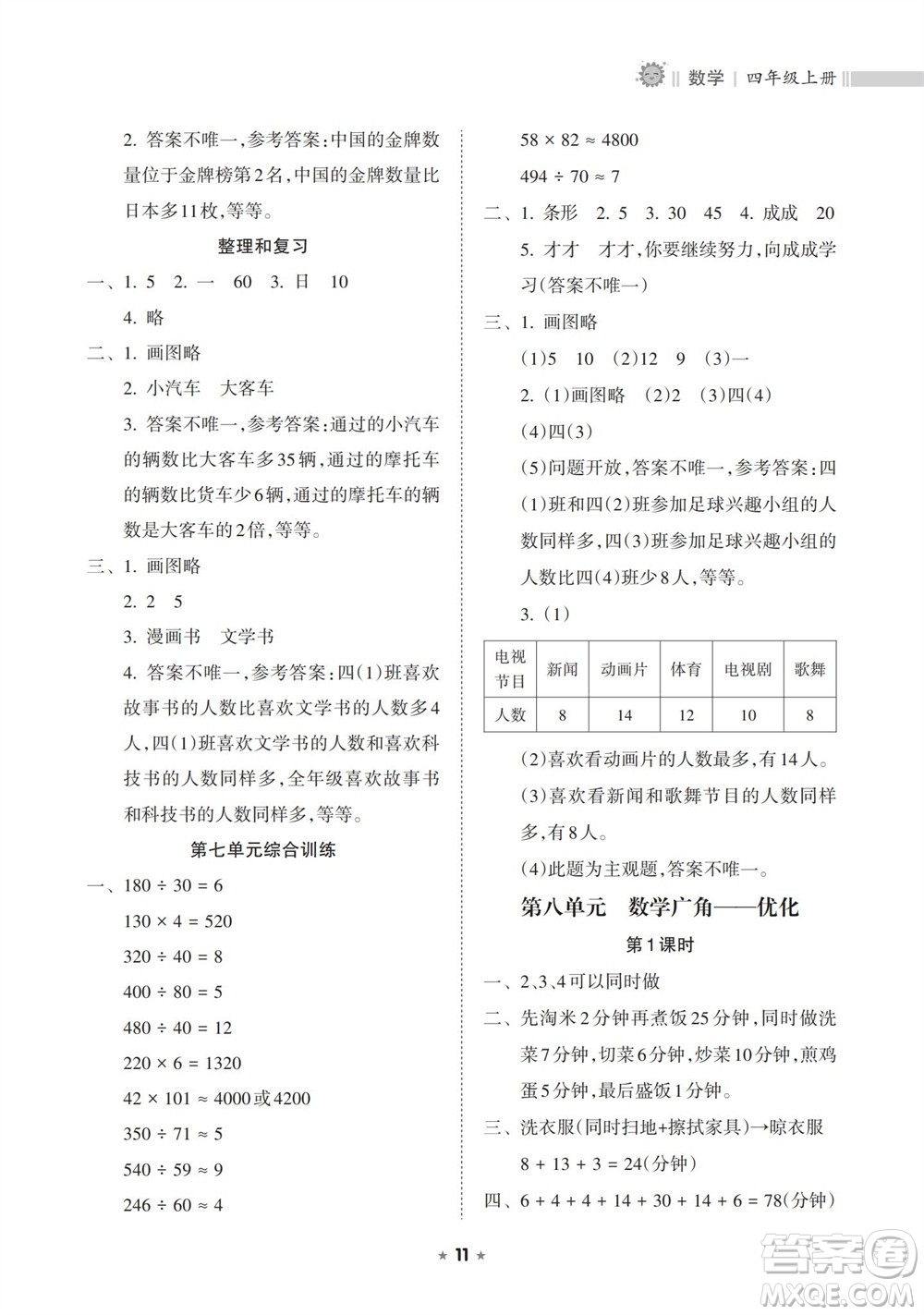 海南出版社2023年秋新課程課堂同步練習(xí)冊四年級數(shù)學(xué)上冊人教版參考答案