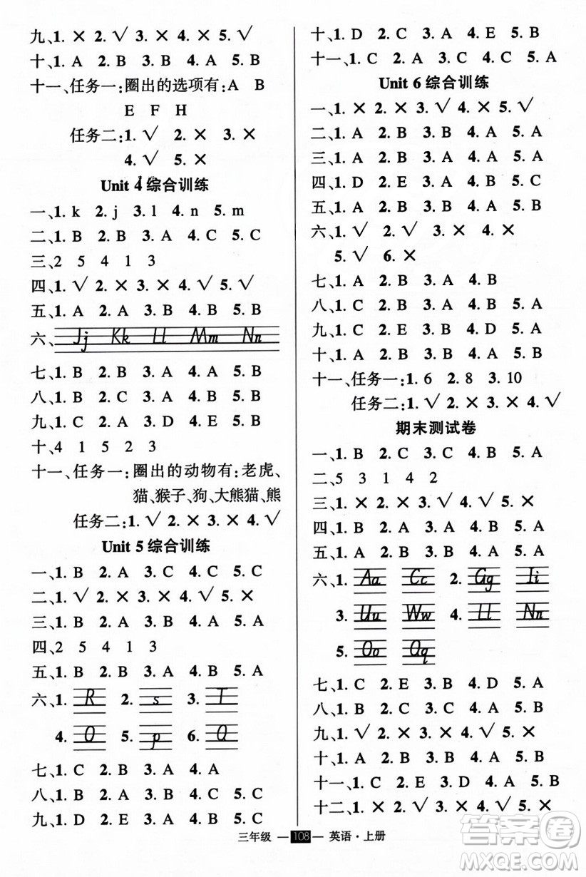 長(zhǎng)江出版社2023年秋狀元成才路創(chuàng)優(yōu)作業(yè)100分三年級(jí)英語(yǔ)上冊(cè)人教PEP版答案